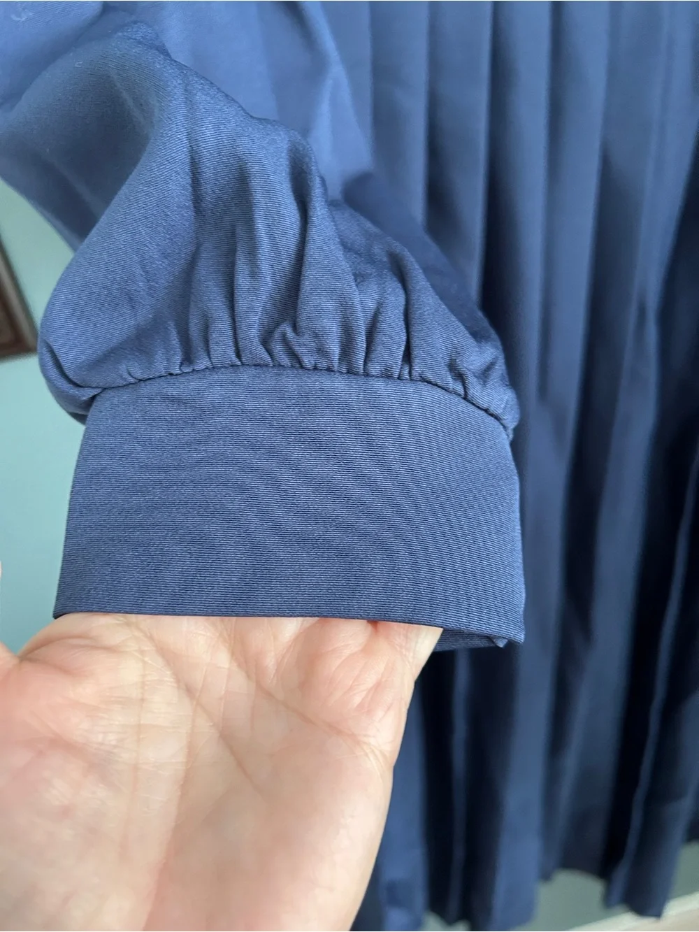 Navy Blue Long Sleeve Pleated Midi Dress Girls Size 14